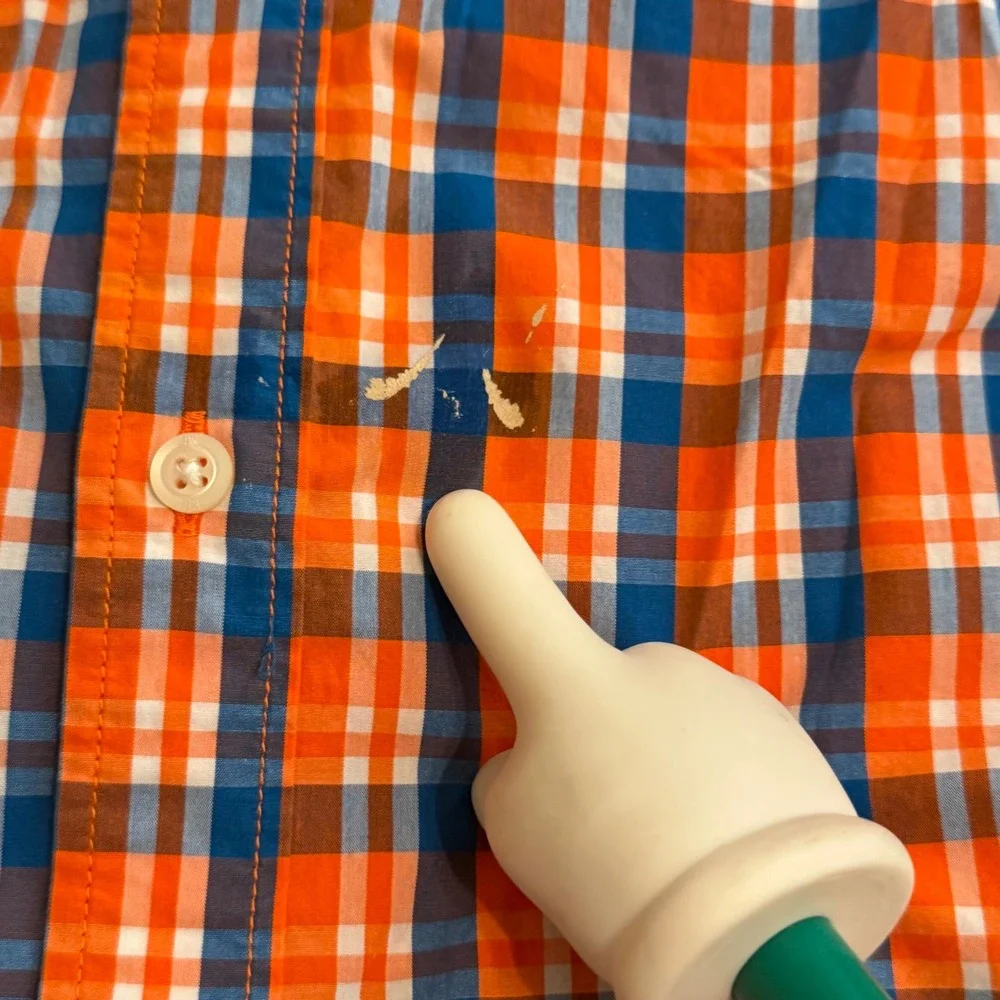 Banana Republic Mens Soft Wash Tailored Slim Fit Plaid Shirt Orange Blue L
